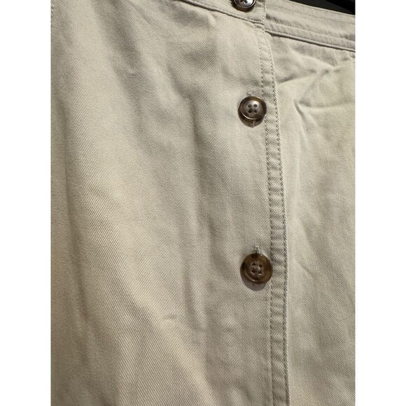 Talbots 100% Cotton Button-Front Skirt Beige Khaki Size 16 – Classic A-Line Midi - Picture 2 of 3